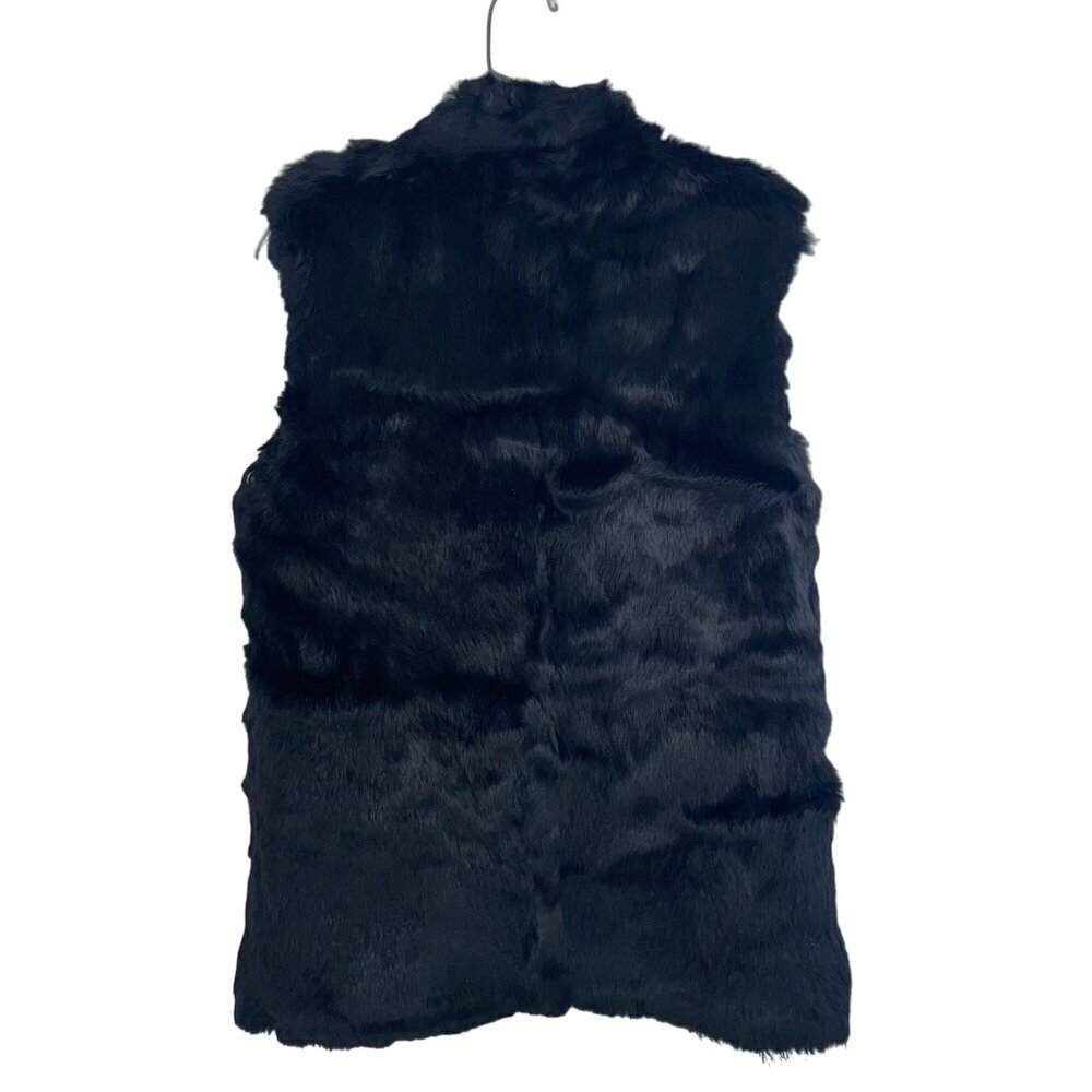 Hilary Radley Womens Vest Size Small Black Full Zip Rabbit Fur Casual